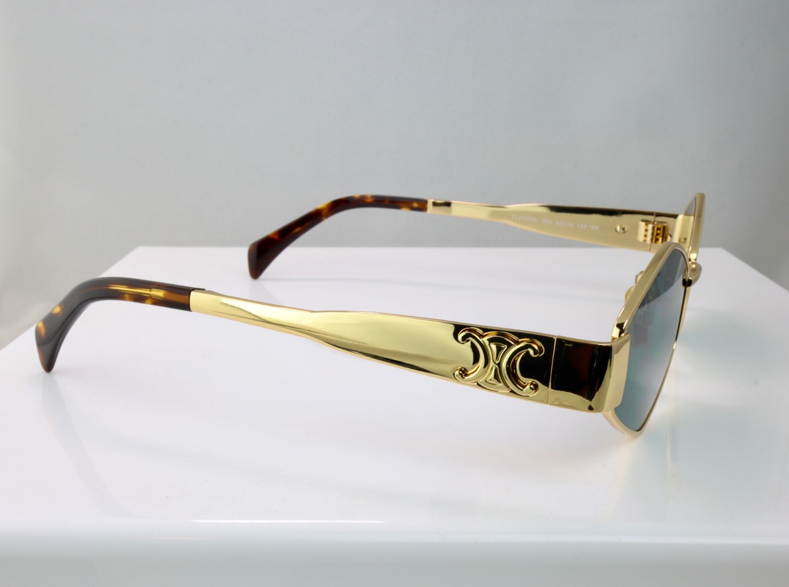 Celine CL40254U 30N 54mm Rectangle Gold Sunglasses with Green Lens