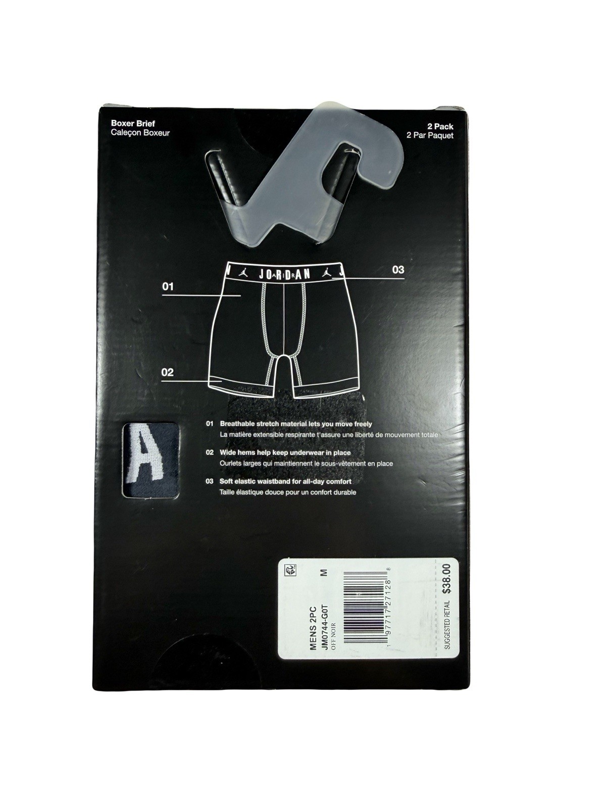 NWT. Jordan. 2 Pack. Flight Cotton Stretch Boxer Briefs. Off Noir. MRSP. $38.00