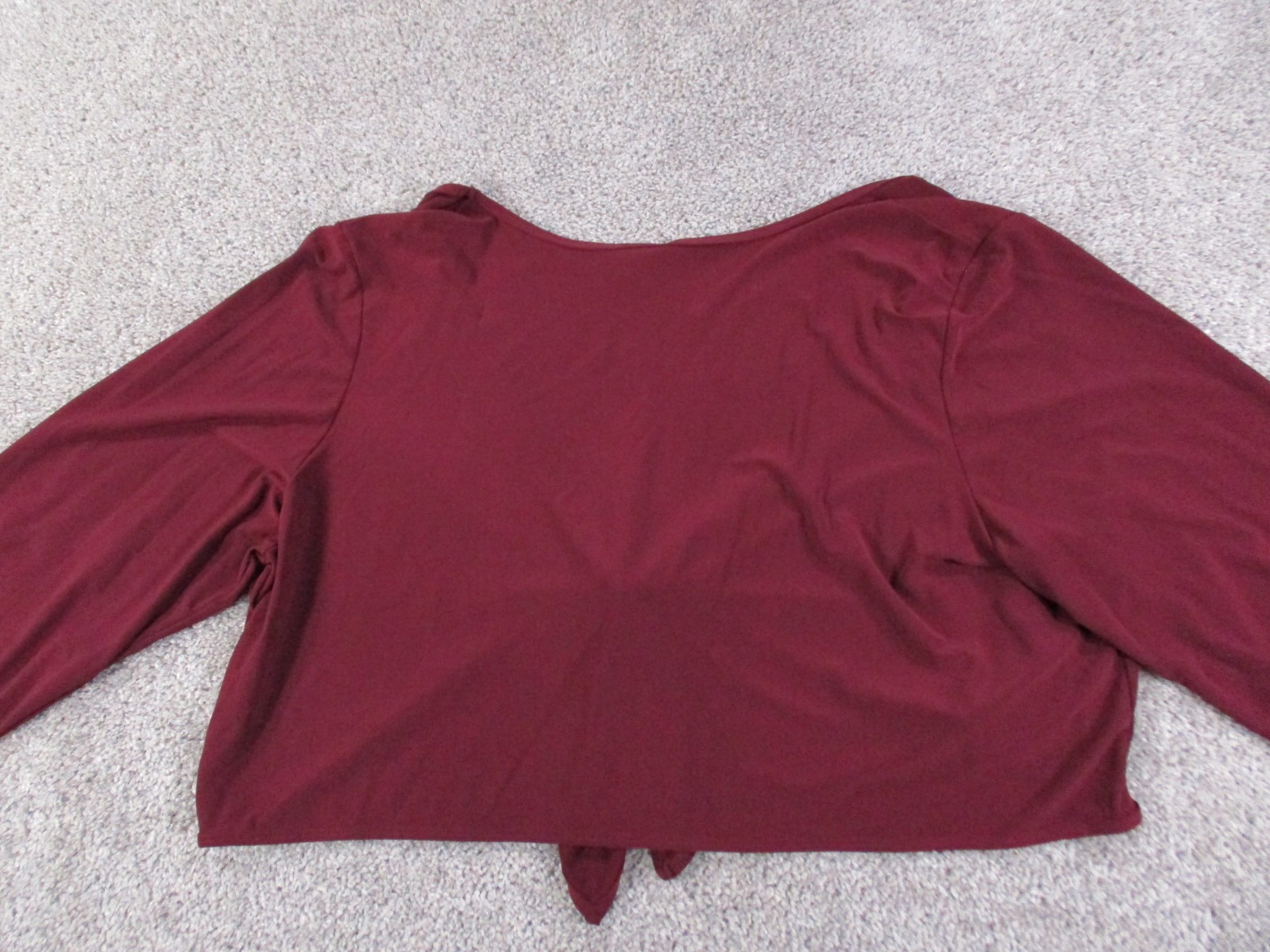 Hot Kiss 26/28W Womens Long Sleeve Shirt Cropped Polyester Spandex Red Wine NWOT