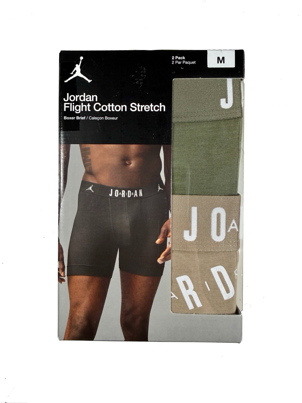 NWT. Jordan. 2 Pack. Flight Stretch Boxer Briefs. Medium Olive. MRSP. $38.00