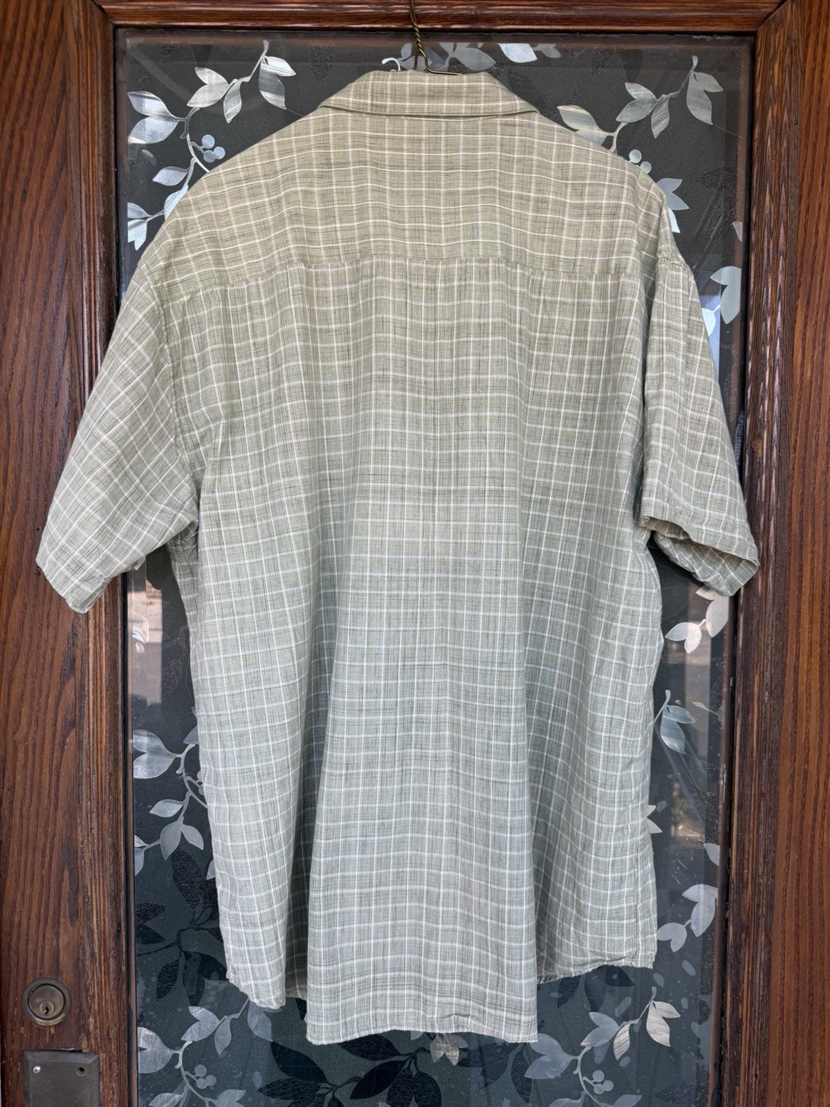 US Expedition Men’s Shirt Green, Beige, White Plaid, Button-Up, Size XL EUC
