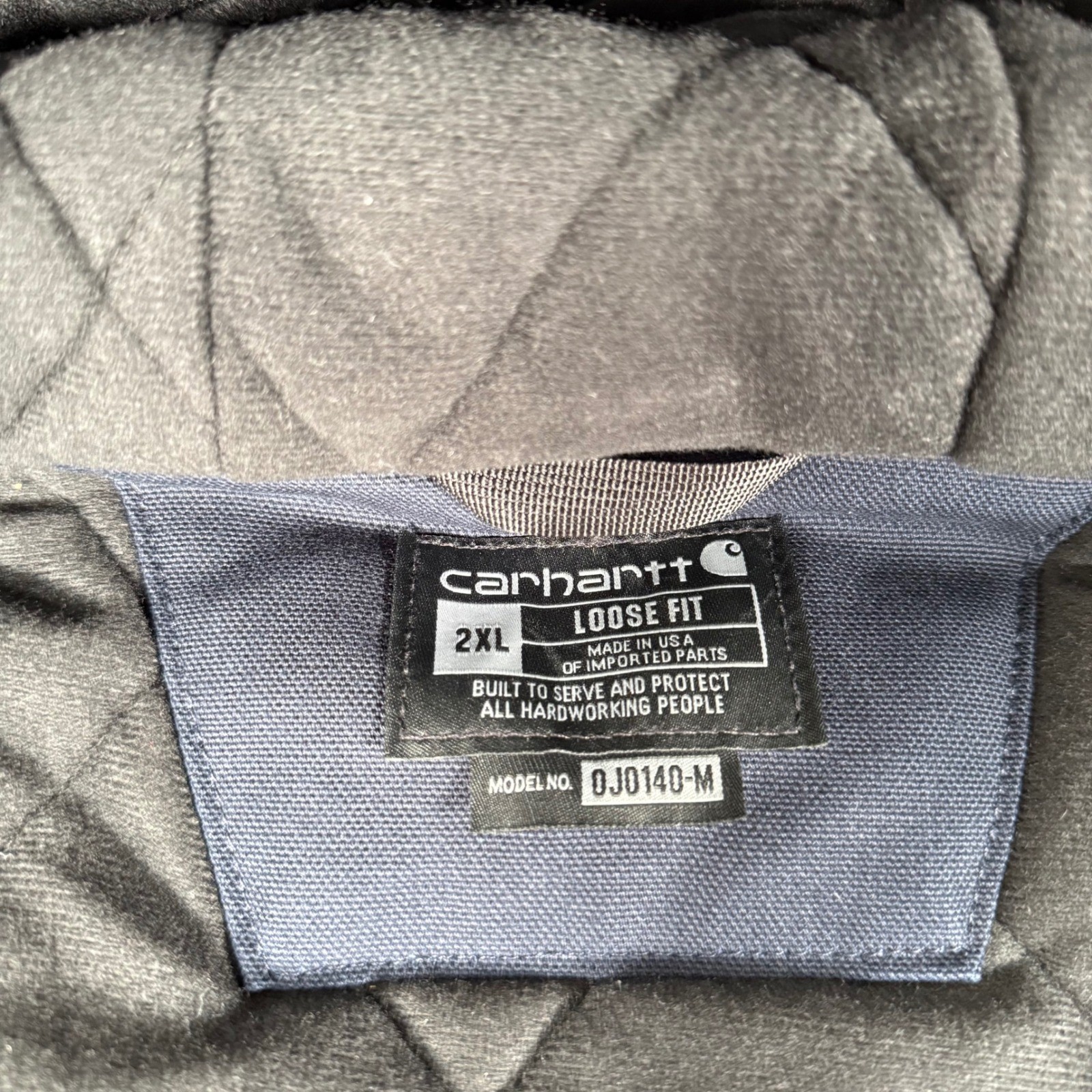 Carhartt J140 Firm Duck Flannel Lined Active Jacket Mens 2XL Navy Blue Made USA