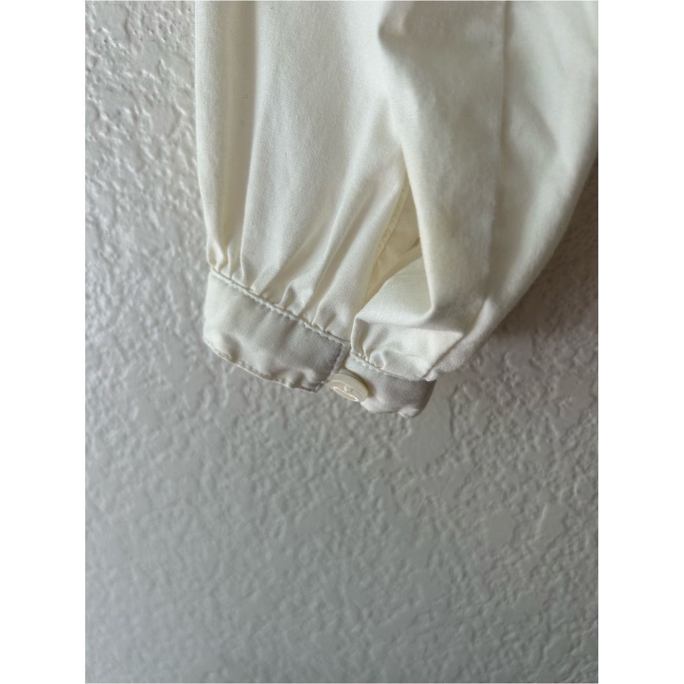 Sunday Letters | Denim & Co. Ivory Stand Collar Blouse | Minimalist Cotton Top