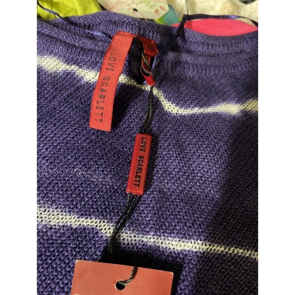 Love Scarlet Sweater Long Sleeve Womens M Medium Asymmetrical Hem Tie Dye Stripe
