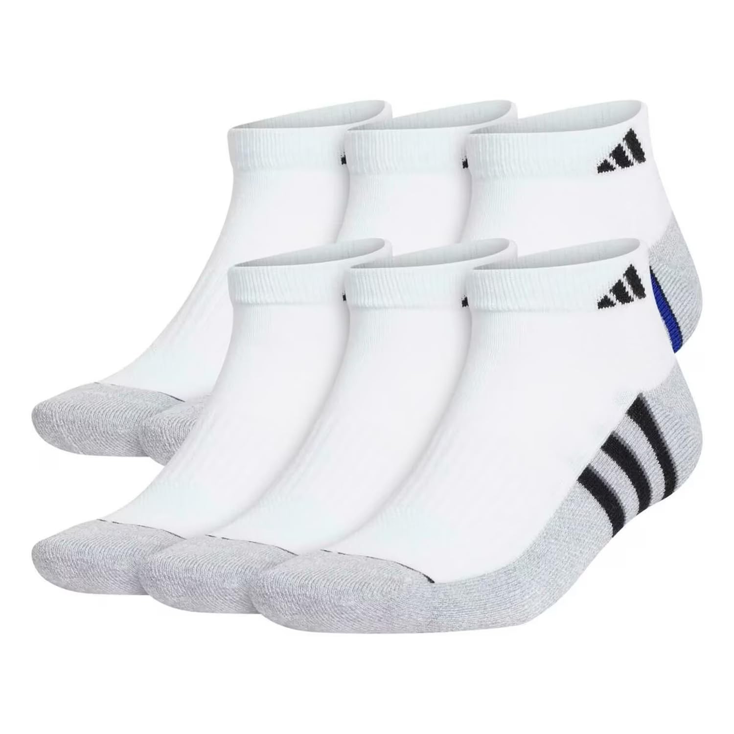 Adidas Aeroready Cushioned Low Cut Socks 6 Pair White Black Blue Men’s Size 6-12