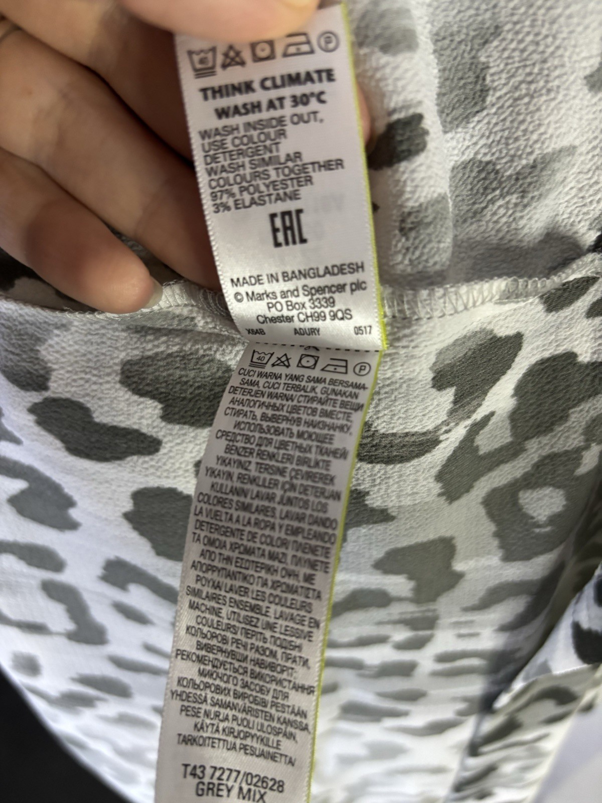 M&S Collection Grey Animal Print Blouse UK 22 EUR 50 Lightweight Loose Fit Top