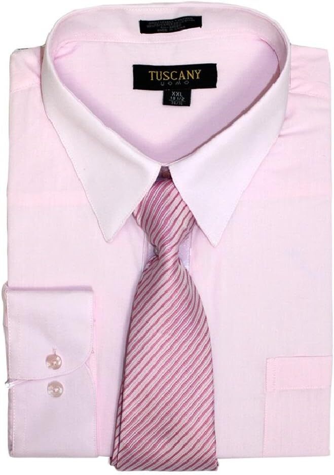 Men’s Dress Shirts With Matching (Random design) Tie Set Cotton Blend Shirt Set