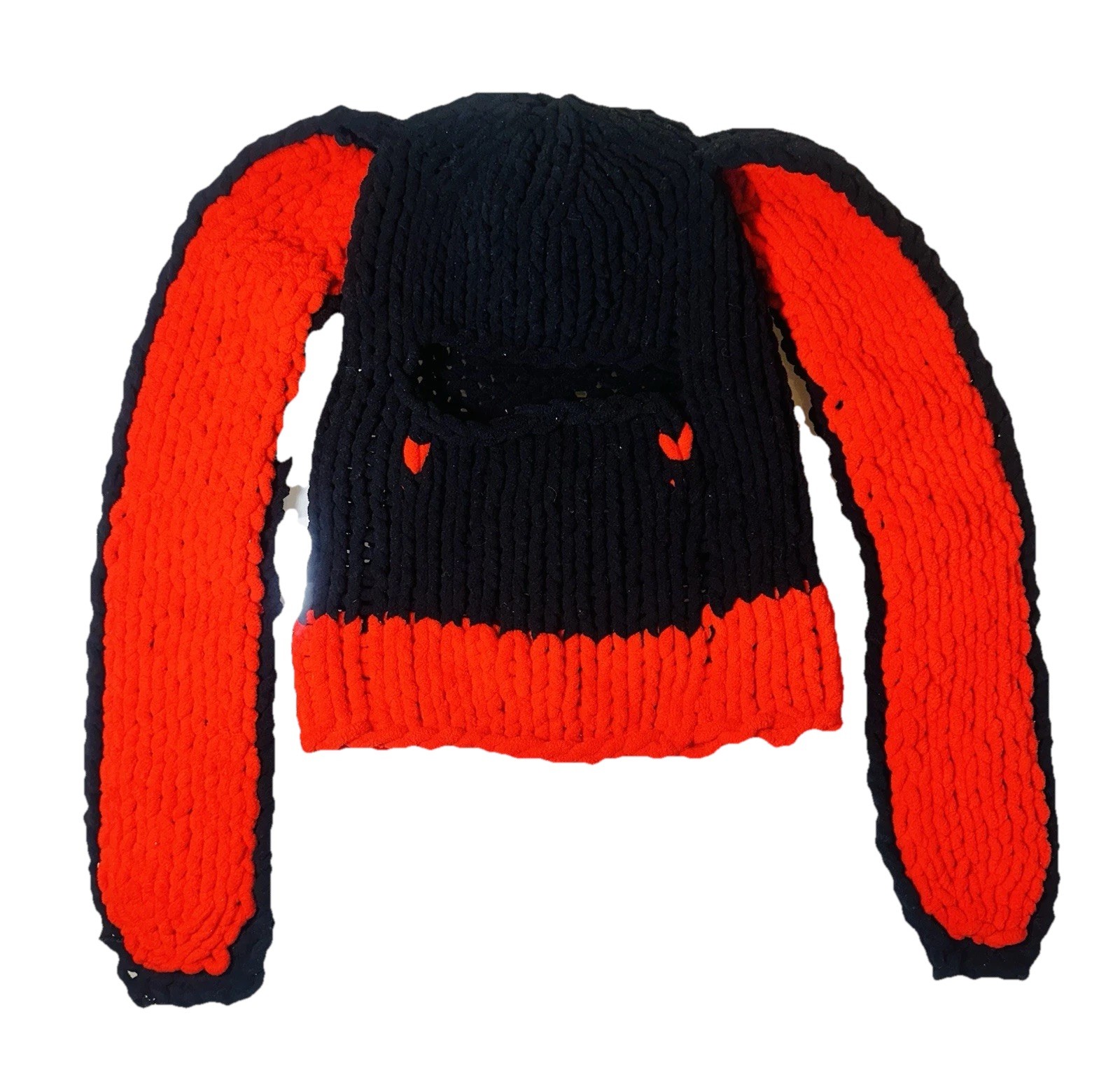 Knitted Fluffy Winter Warm Hat with Long Rabbit Ears Beanie Cute Handmade