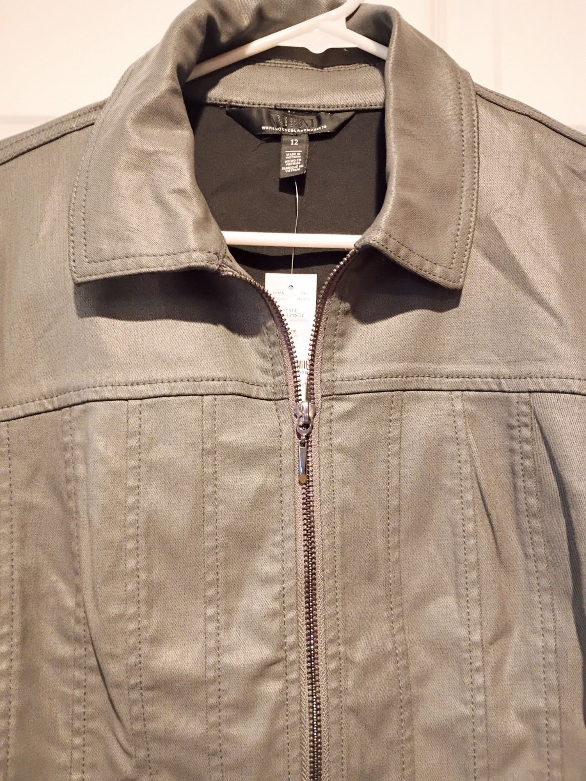 WHITE HOUSE BLACK MARKET WHBM women’s Zip up biker jacket GRAY Size 12 NEW NWT