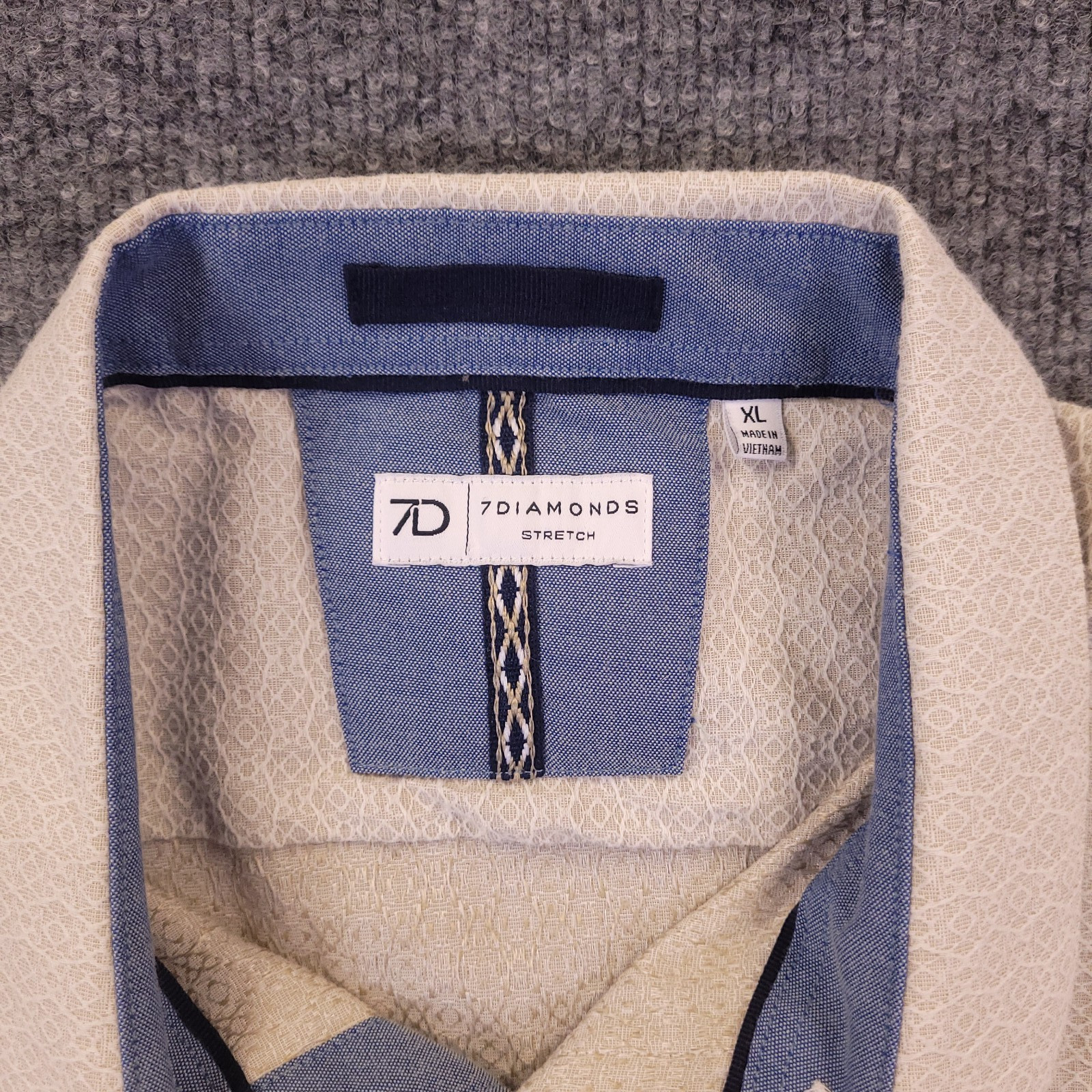 7D 7 Diamonds Zenith Jacquard Stretch Woven Shirt Mens XL Beige Peach Tone