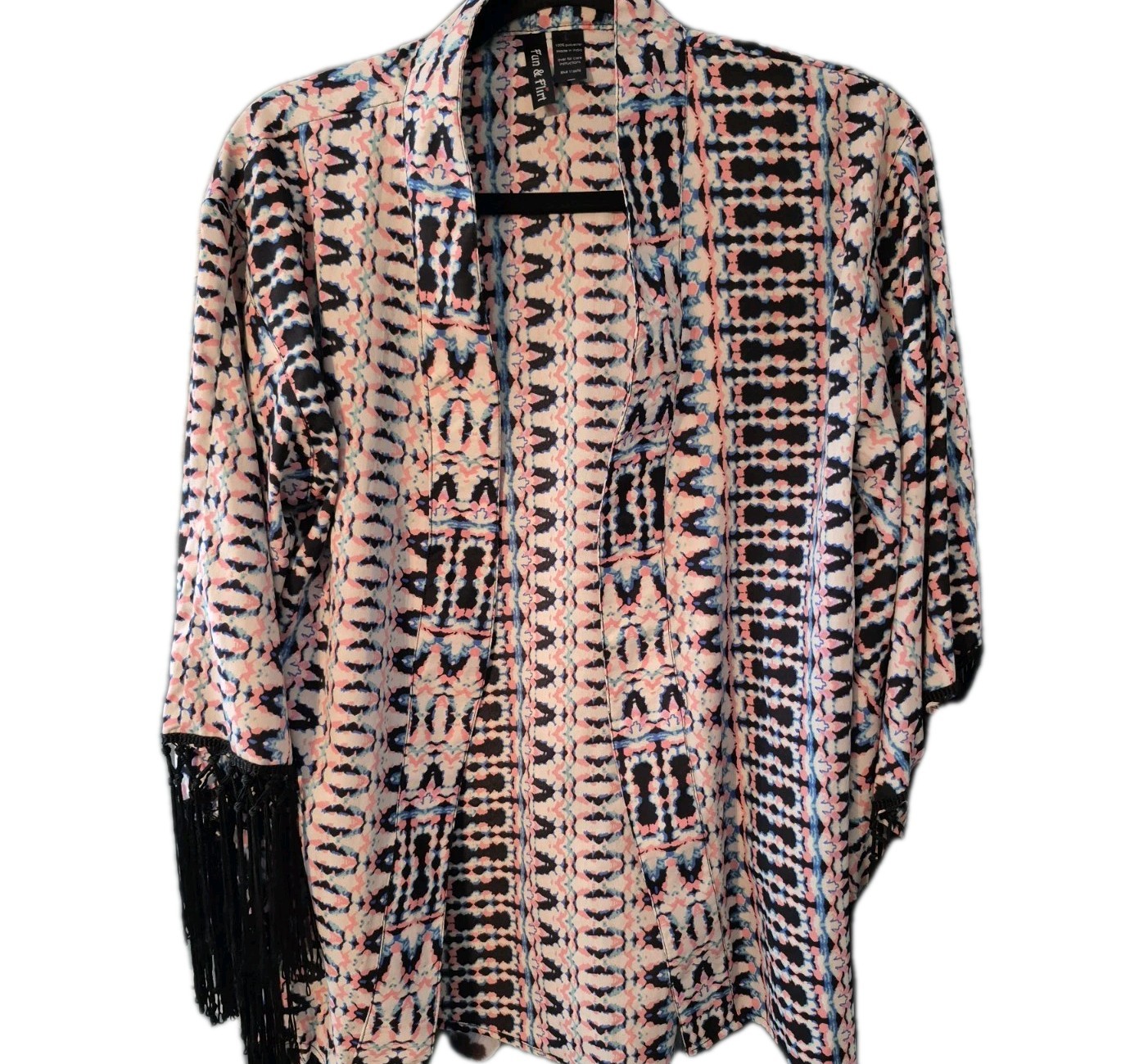 Fun & Flirt Women’s Geometric Multicolor Fringe Woven Polyester Shawl/Wrap
