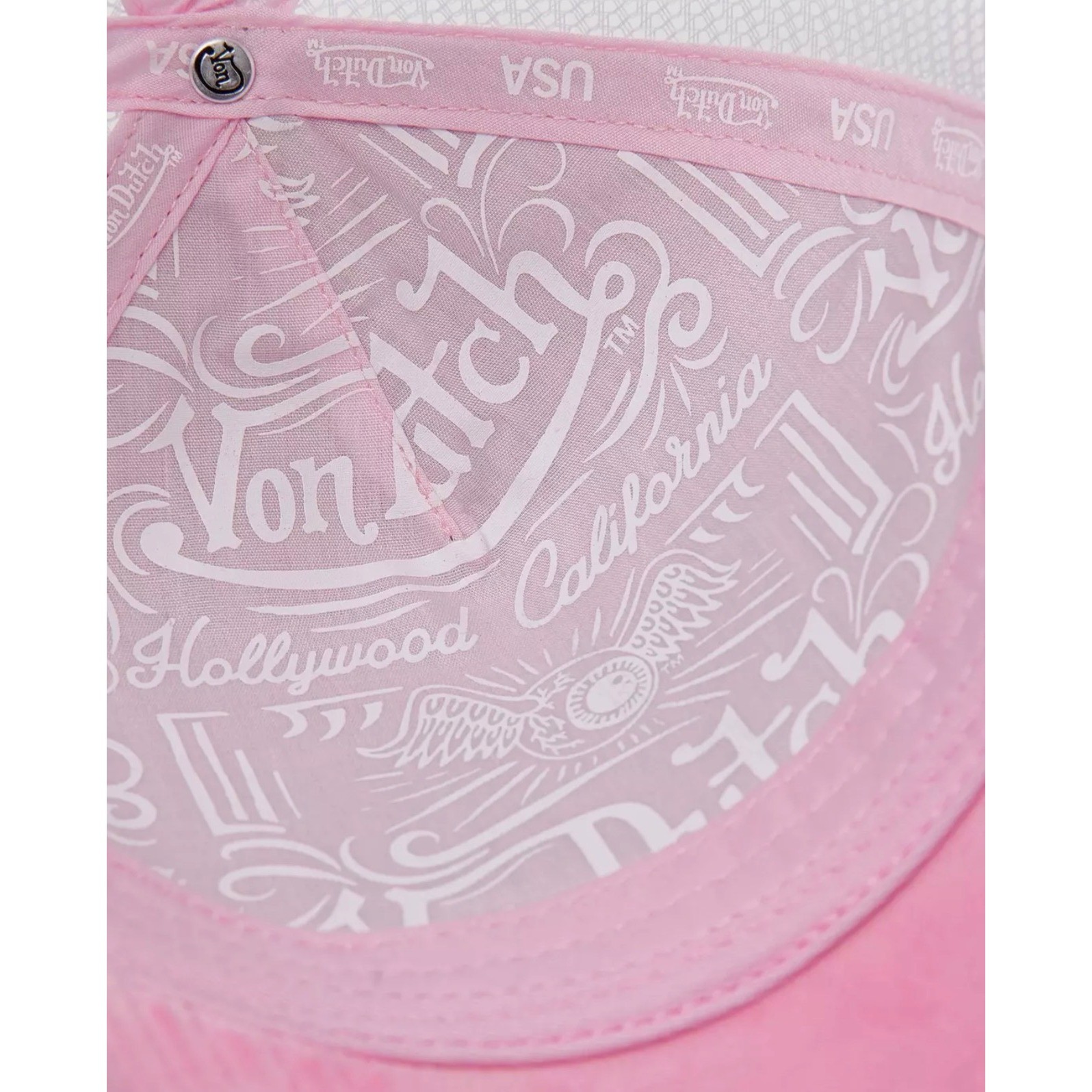 NEW Von Dutch Pink Velvet White Mesh Trucker SnapBack White Red Patch Unisex hat