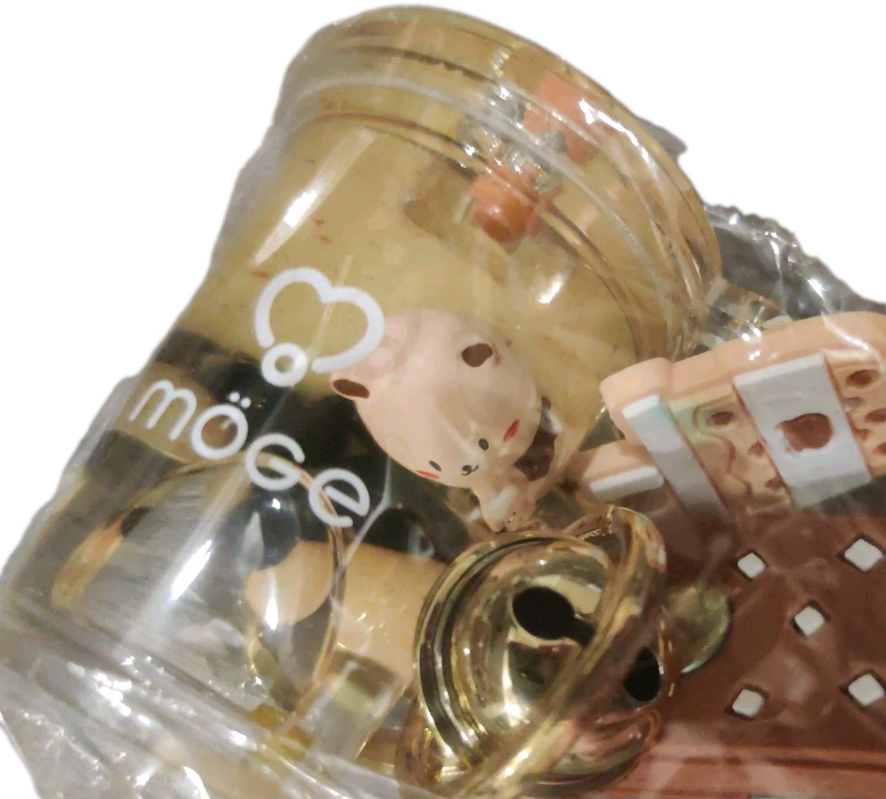 Moge Tee Boba Milk Tea Keychain Cute Bear with Moving Liquid and Boba and Bell