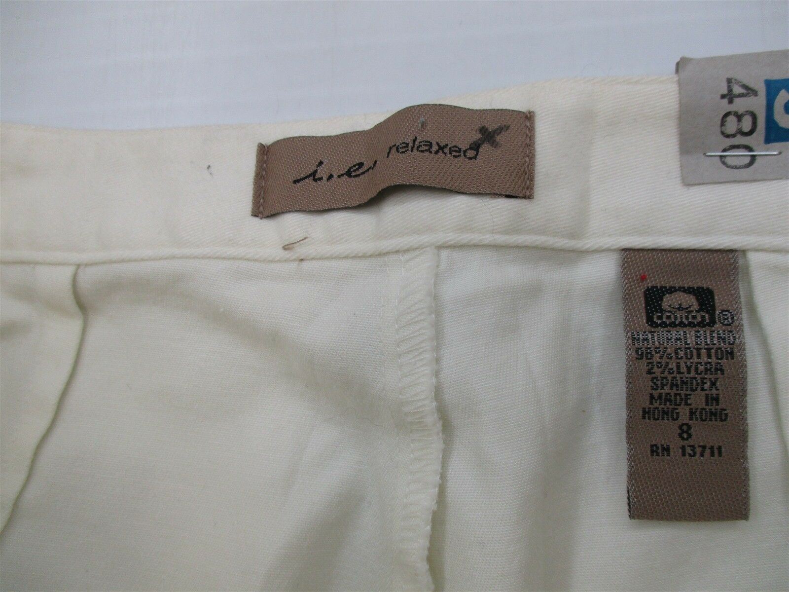new I.E. Pants Women’s Size 8 Natural Blend Cotton Pleated White