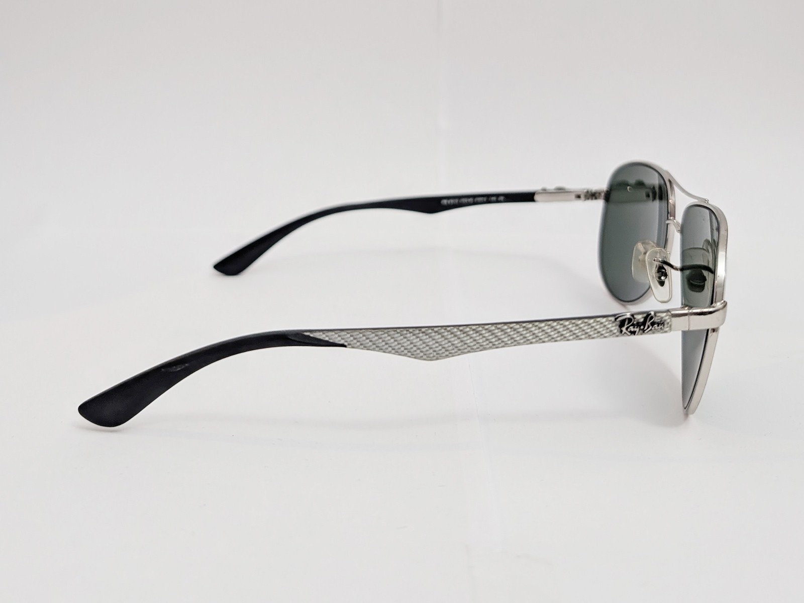 Ray-Ban RB8313 Aviator Sunglasses Silver Carbon Fiber Green Lens 003/40 61-13