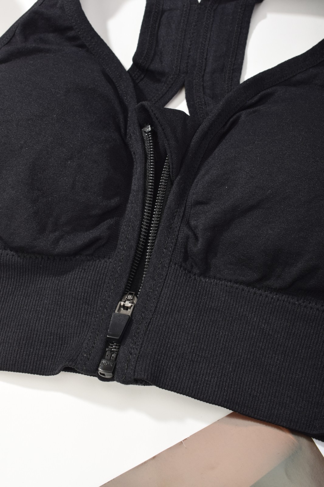 Front Zip Sports Bra Racerback High Support Wireless Fitness Bralette