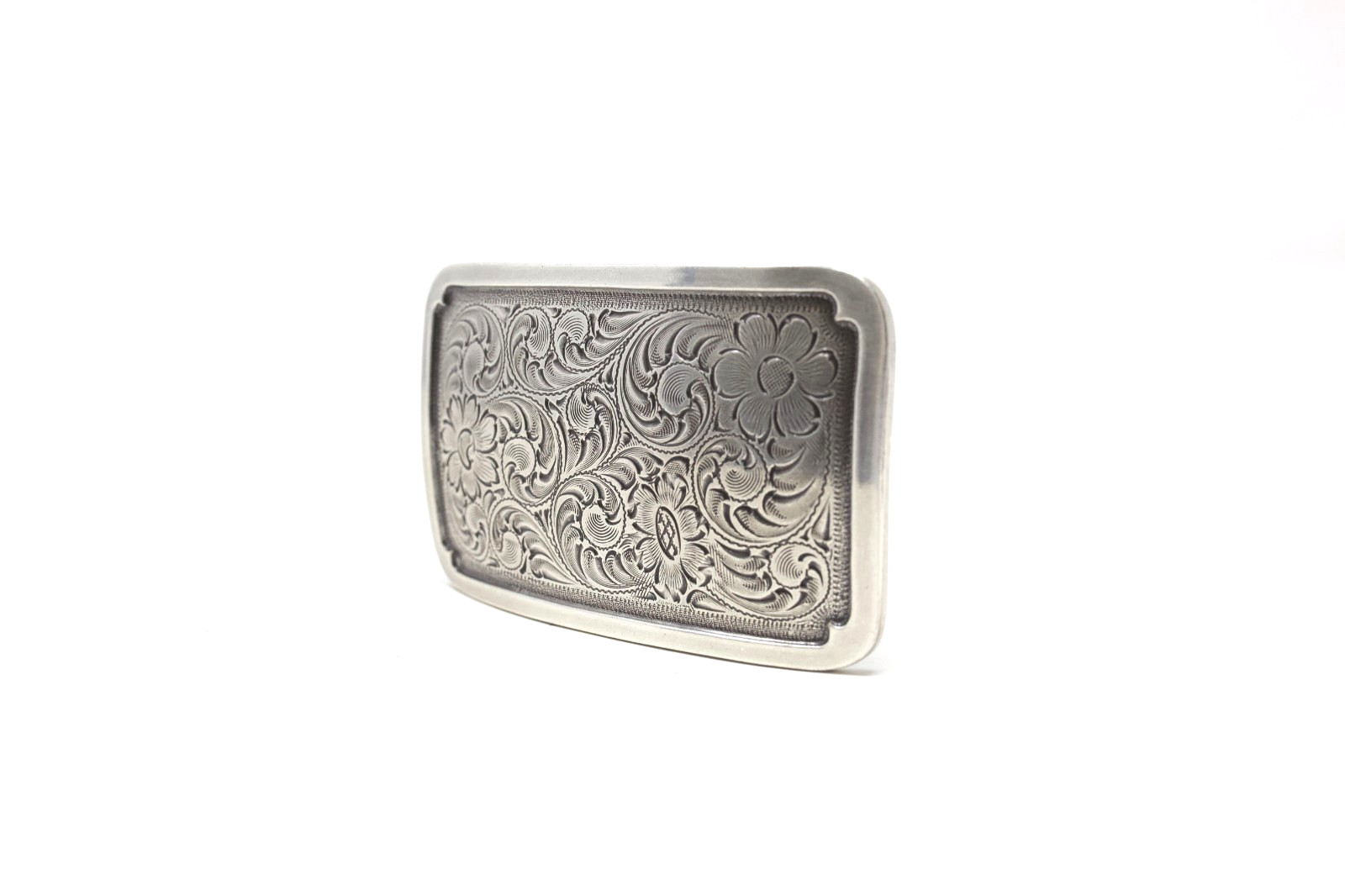 Silver Floral Western Cowboy Belt Buckle, (1.5”) Removable Western Buckle