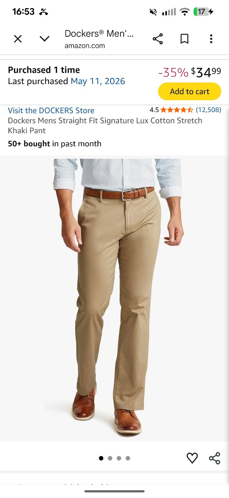 Dockers Mens Straight Fit Signature Lux Cotton Stretch Khaki Pant Khaki 32X30