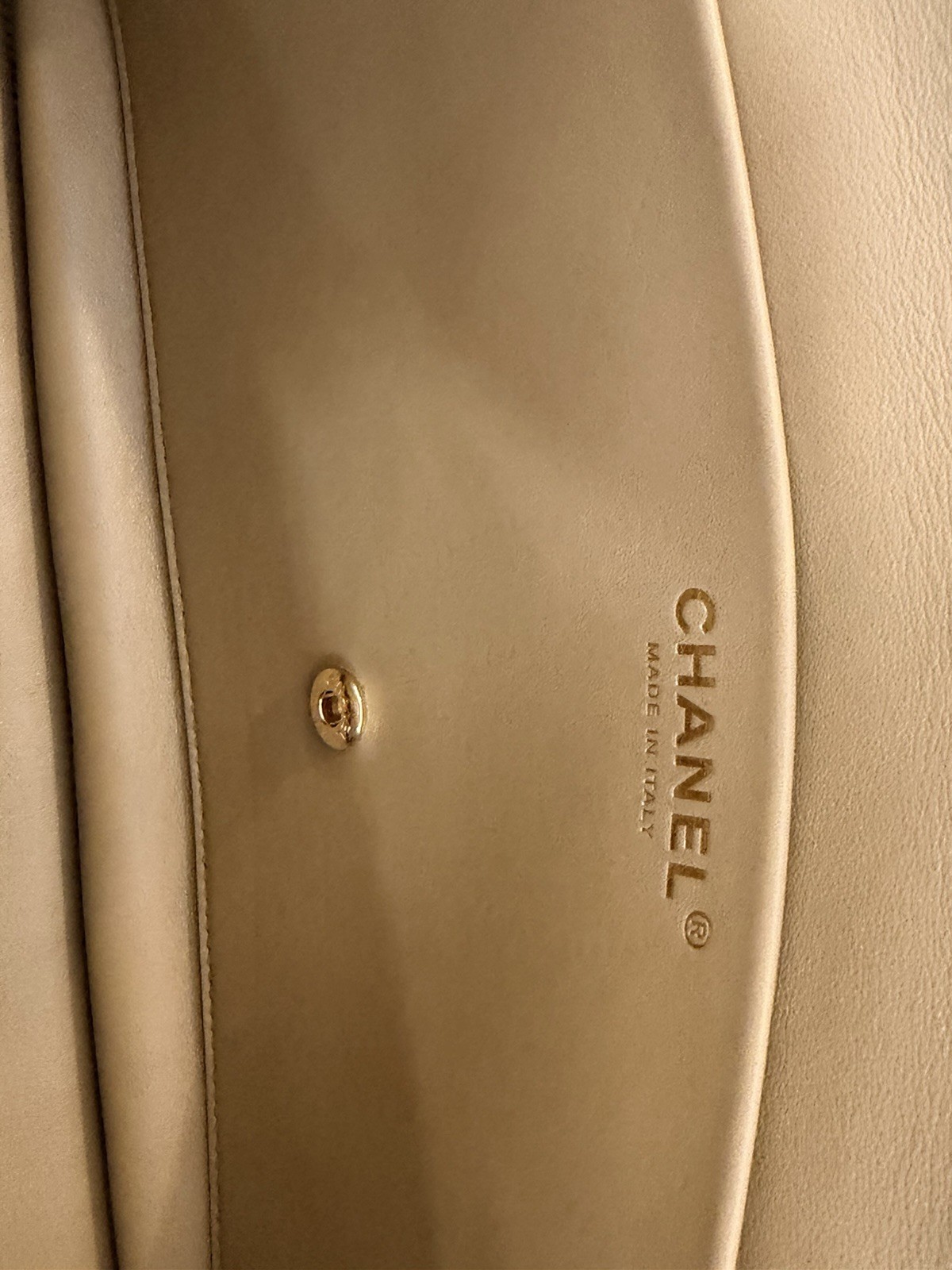 CHANEL Beige Quilted Flap Shoulder Bag Chain Strap Turn Lock Gold HW