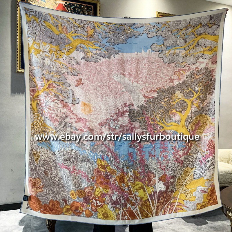 Sallys 70% Cashmere 30% Silk Wrap Scarf Nature Print Double Face Shawl 53″ Pink