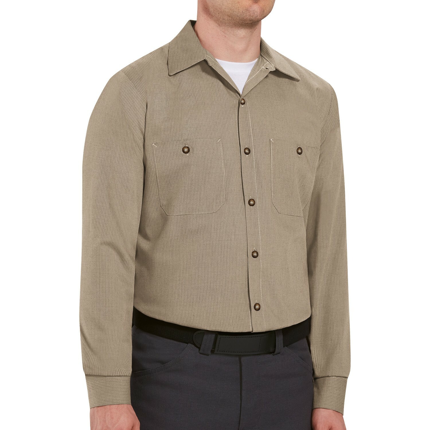 Red Kap Work Shirt Poplin Geometric Microcheck 2 Pocket Men’s Industrial Uniform