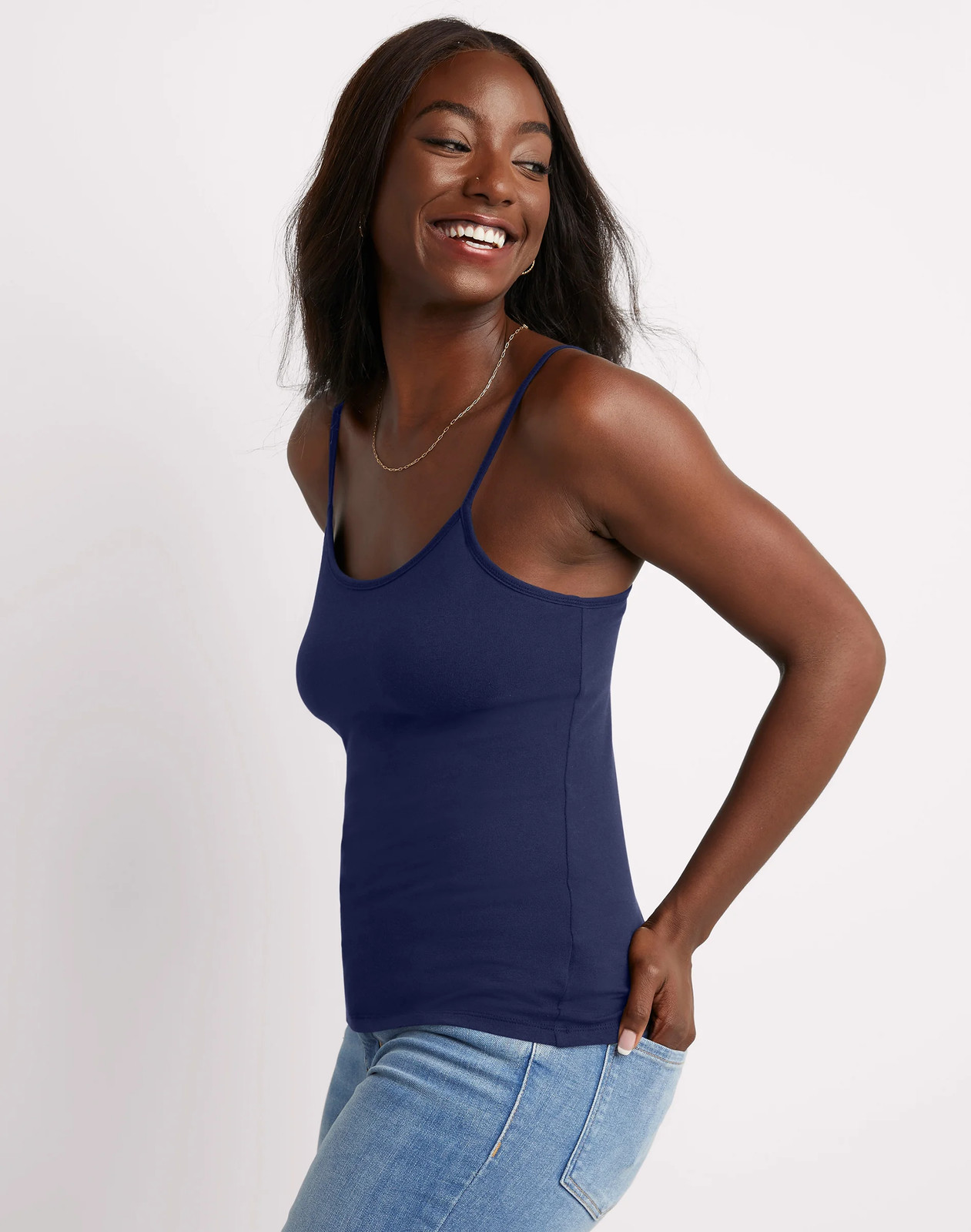 Hanes Women’s camisole top Stretch Cotton Cami Built In Shelf Bra Stretch S 2XL