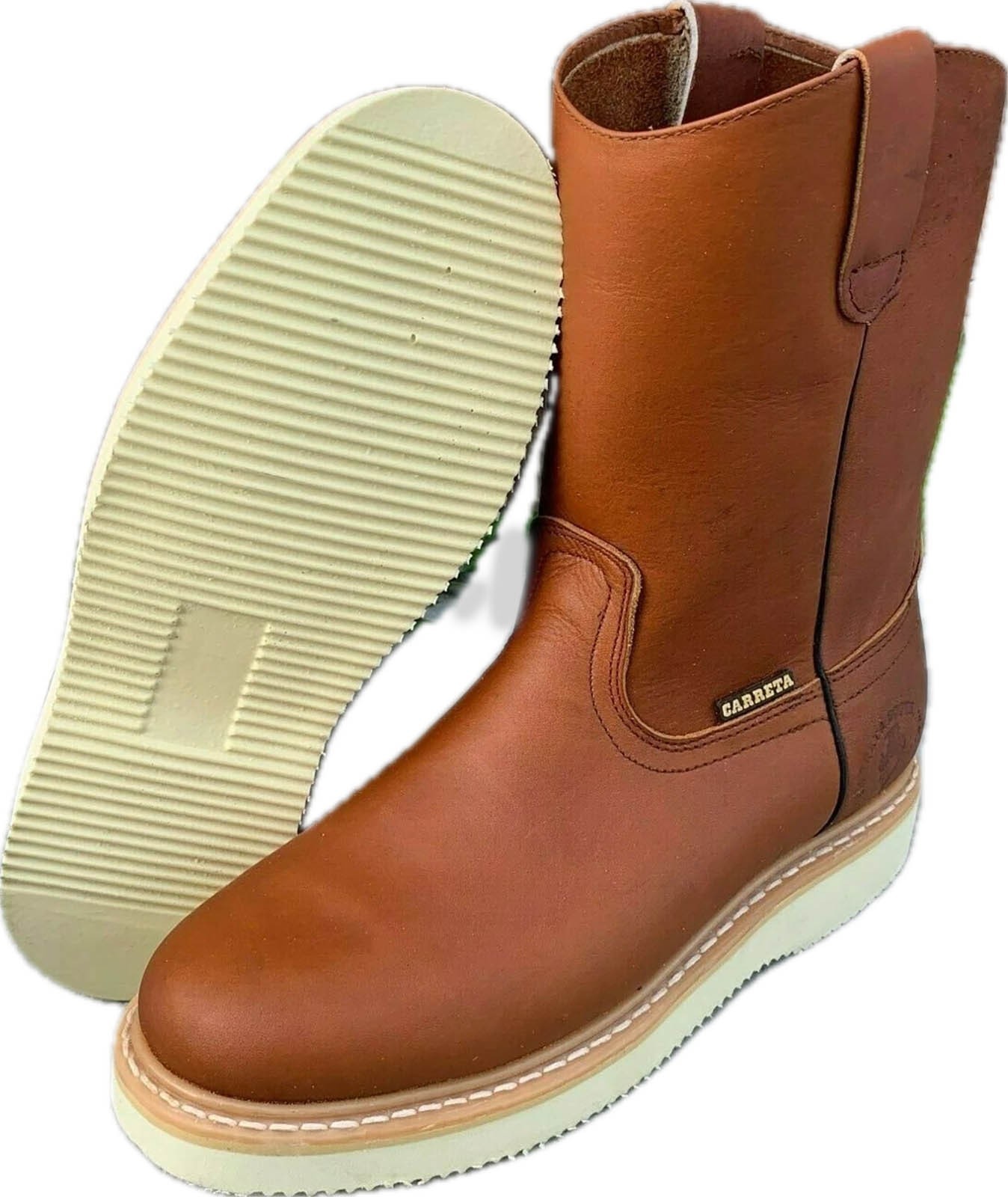 Men’s Work Boots light WEIGHT Pull On Leather ROUND TOE Boots BOTAS TRABAJO
