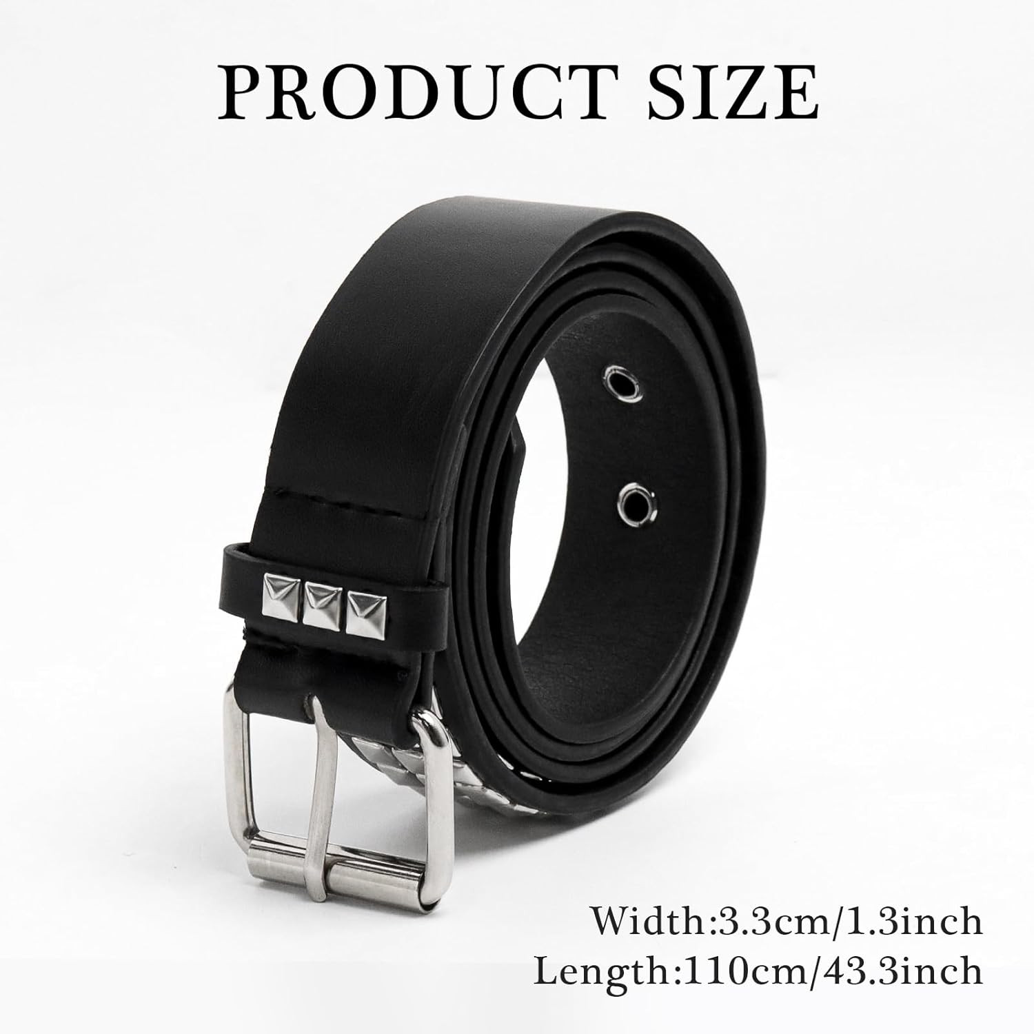 3 Pcs Black Studded Belt Y2K Belt Star Gothic Punk Rock Belts with Grommet Threa