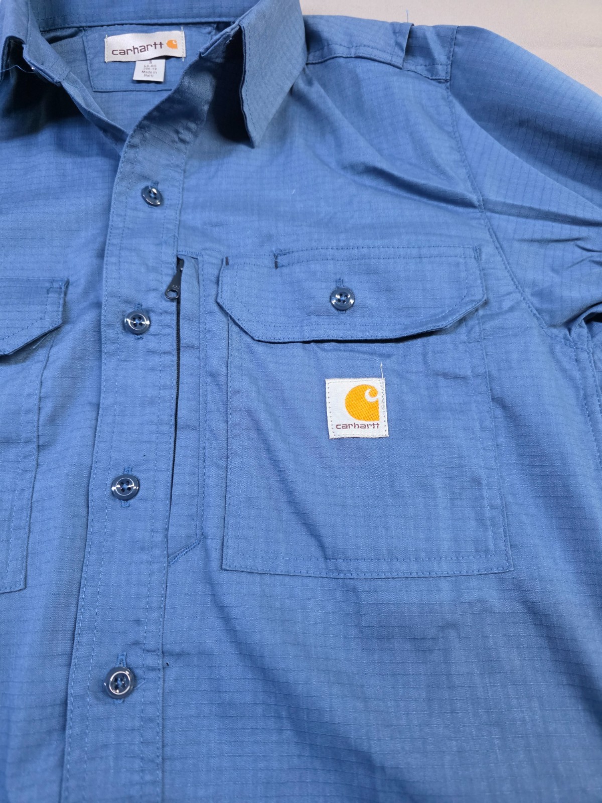 Carhartt Mens Long-Sleeve Button-Down Work Shirt, Blue