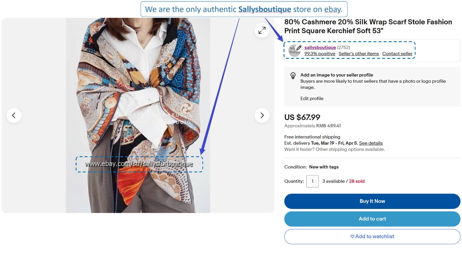 Sallys 70% Cashmere & 30% Silk Wrap Scarf Aztec Print Double Face Shawl 53″