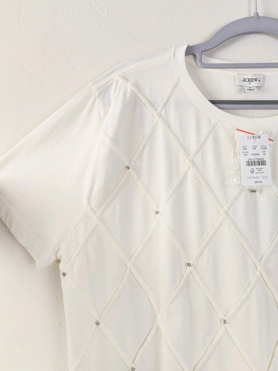 J. Crew Jewel-embellished tee Women’s Size Medium Short Sleeve T-shirt CL505