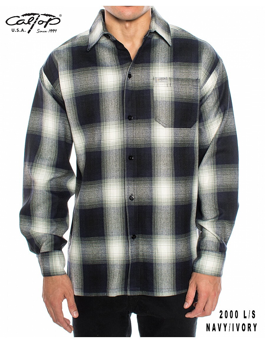 CALTOP OLD SCHOOL FLANNEL VETERANO LONGSLEEVE SHIRT PLAID SM-5X GANGSTER