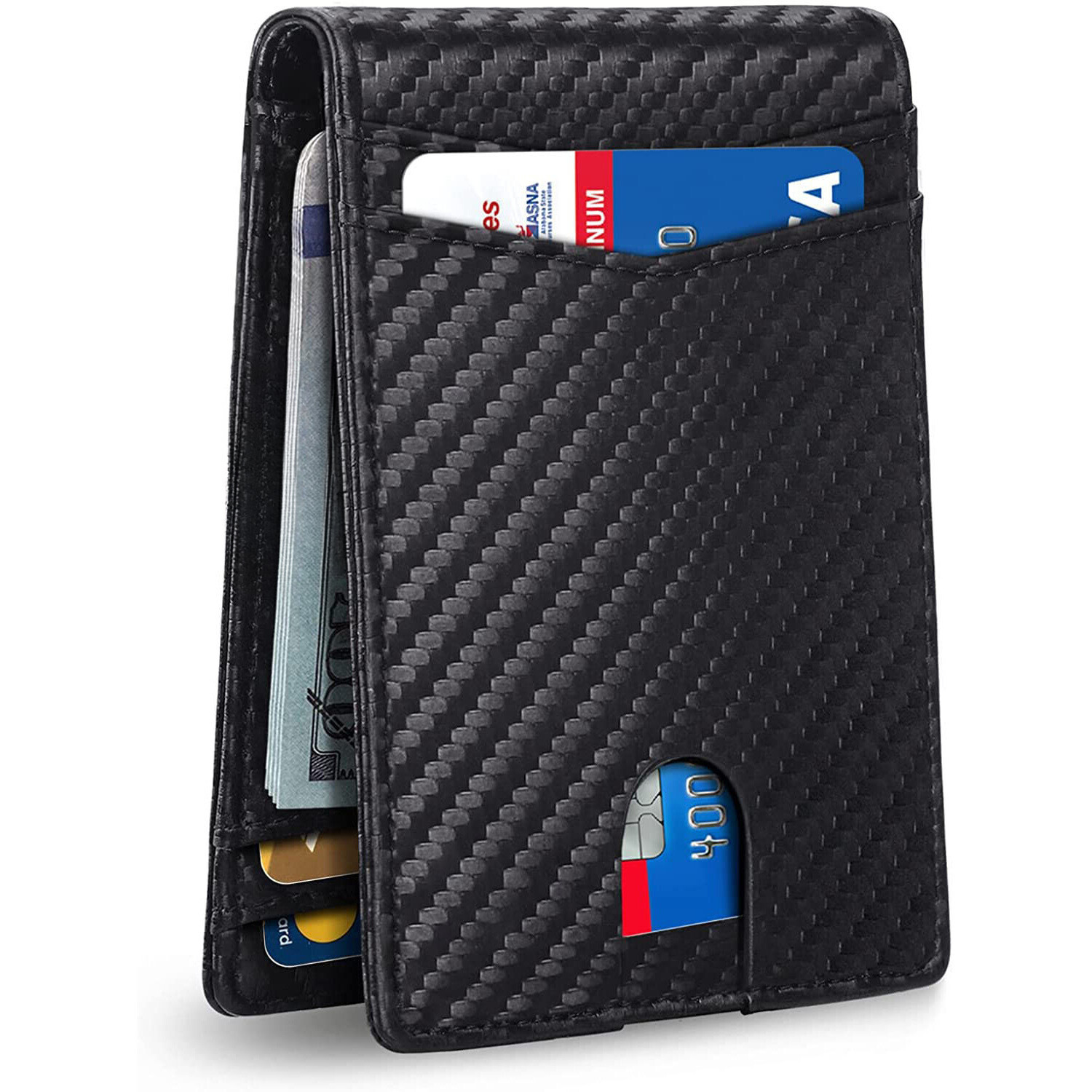 Mens Slim Wallet RFID Blocking Bifold Wallets for Men Minimalist Genuine Leather