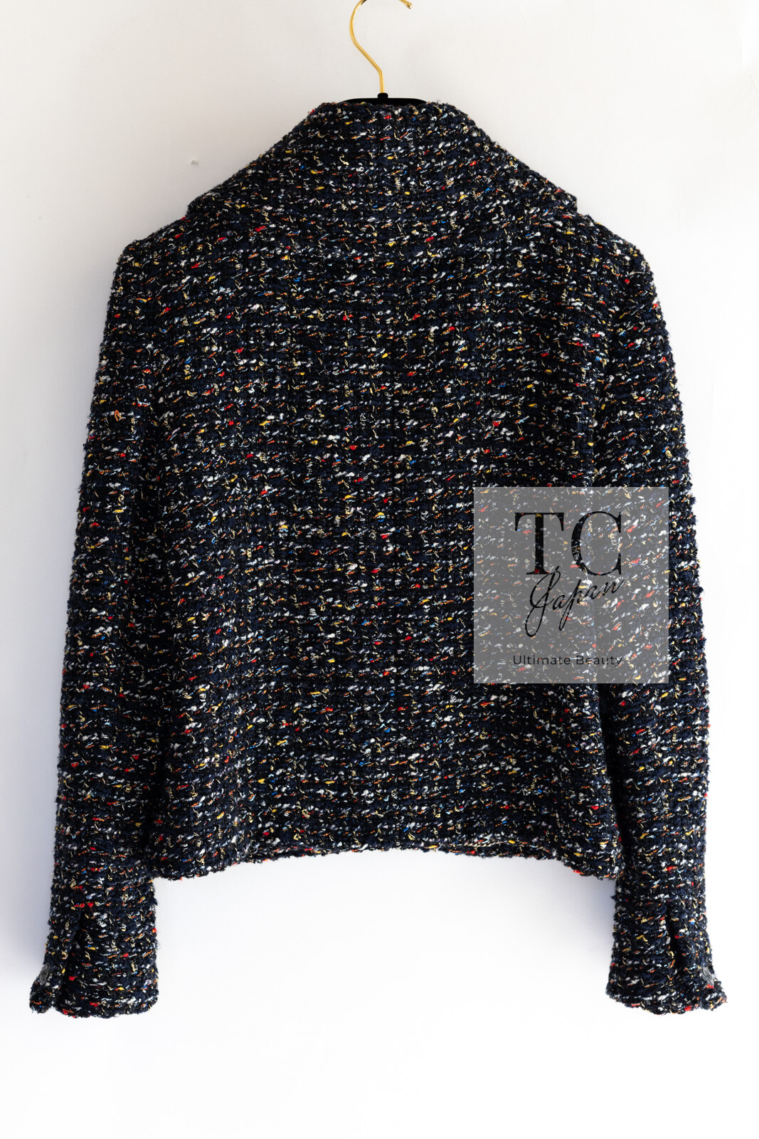$4.8K CHANEL 15A Black Multicolor Cotton Zipper Fantasy Tweed Jacket 40 US8