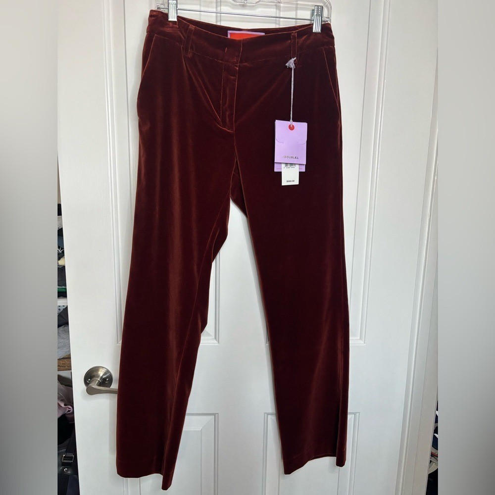 NWT LA DoubleJ Rich Coat 24-7 Velvet Solid Pants in Terracotta size S