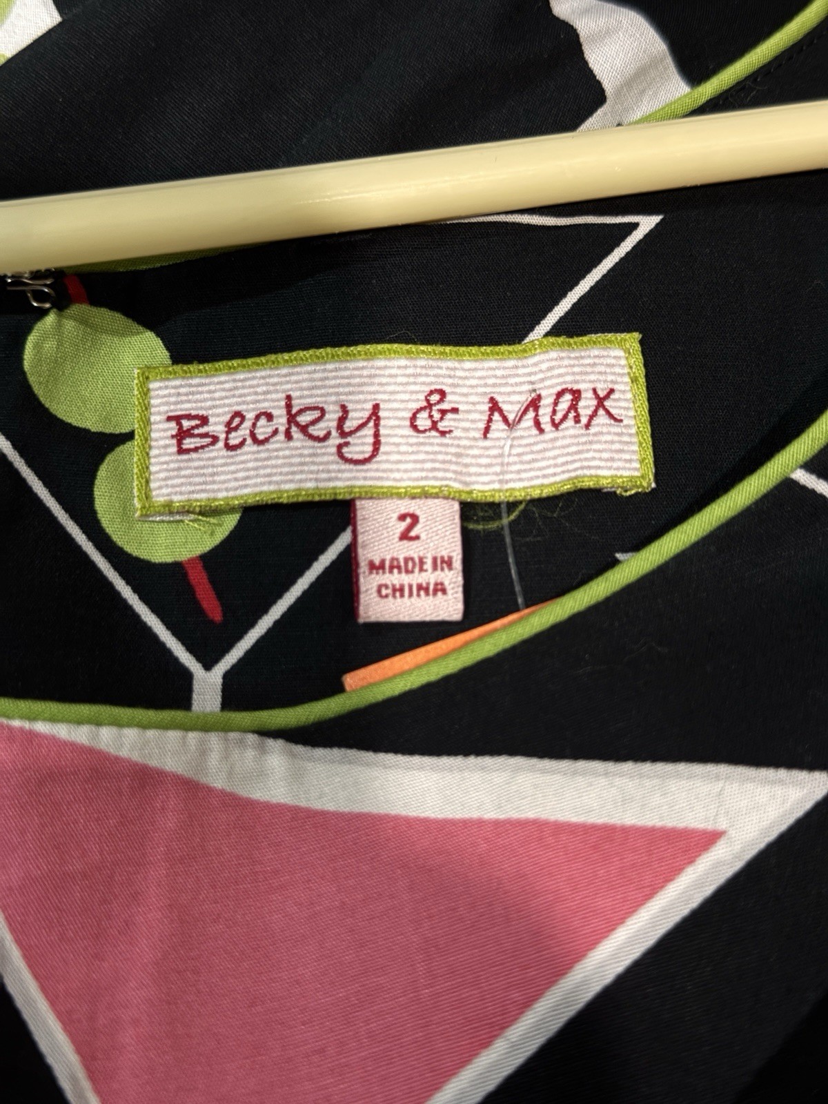 Becky & Max Y2K Black Martini Print Sleeveless Dress sz 2 NWOT