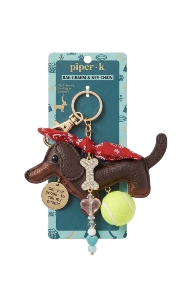 🤎NWT Piper K Dachshund Dog Themed Bag Charm / Keychain