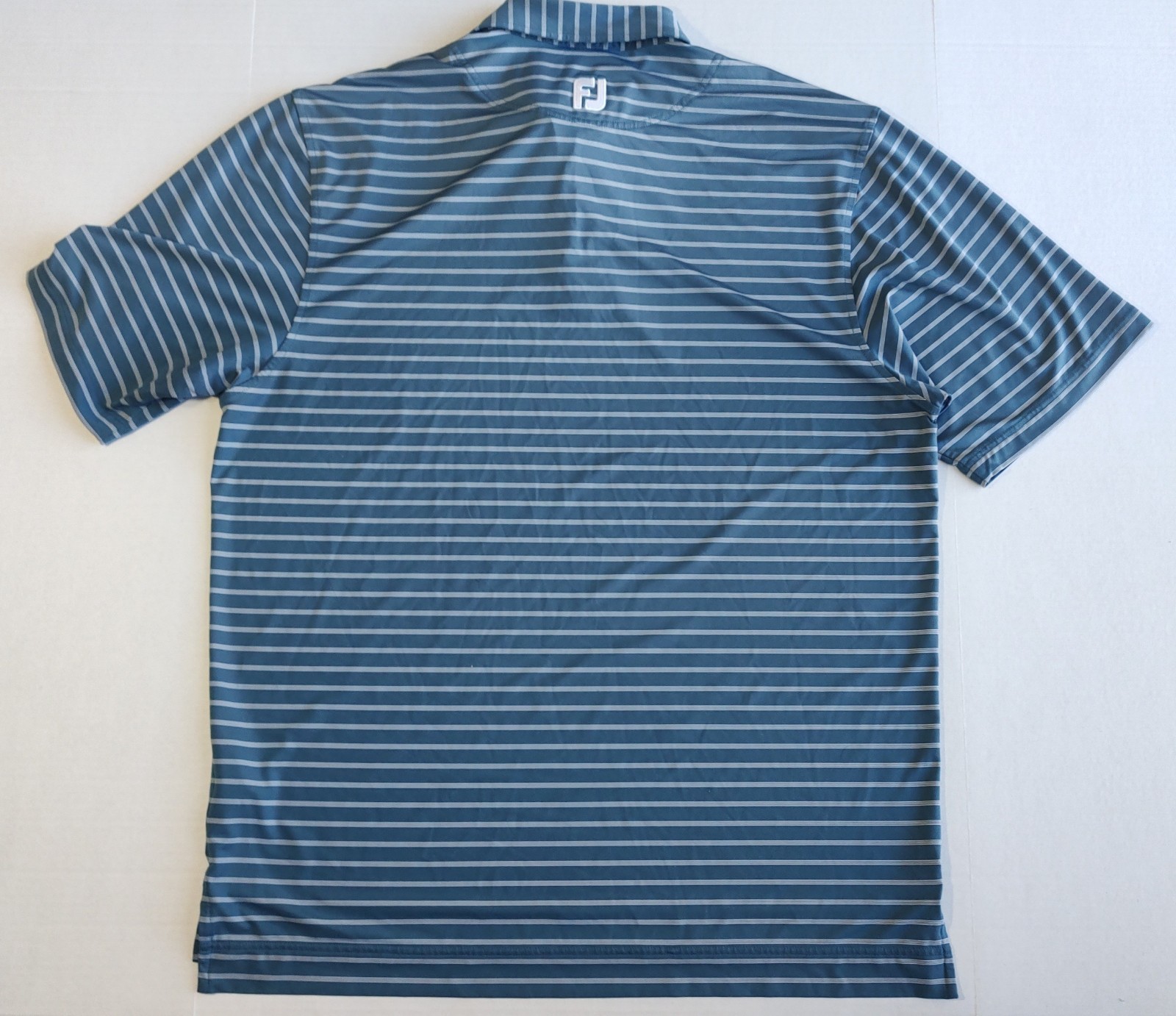 Footjoy Titleist Tour Golf Polo Shirt Mens L Blue Stripe Performance Stretch