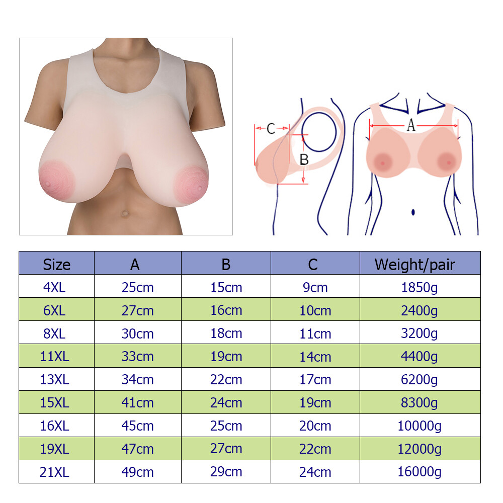 Large Cup Oval Areola Silicone Breast Forms Crossdresser Drag Queen Fake Boobs