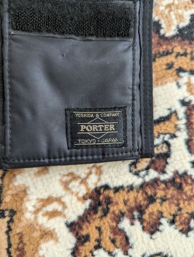 Porter Capsule Wallet Black Nylon Bi-fold Card Coin Pocket Used