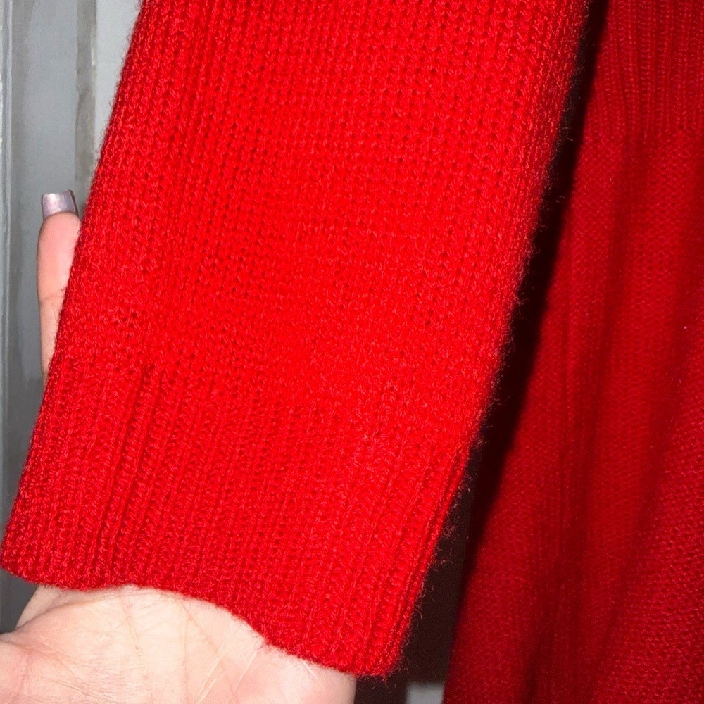 Lane Bryant Red Peplum Sweater 14/16 Acrylic Knit Long Sleeve