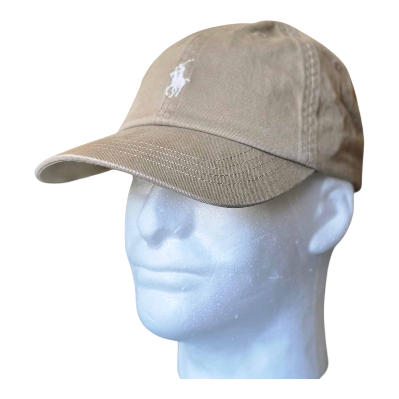 Polo Ralph Lauren Men’s One Size Cotton Chino Adjustable Ball Cap Beige White