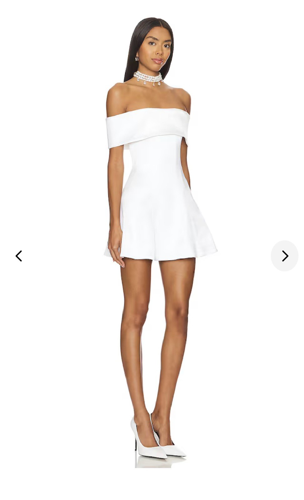 Lovers and Friends | Elise Mini Dress in White Satin Off Shoulder XS