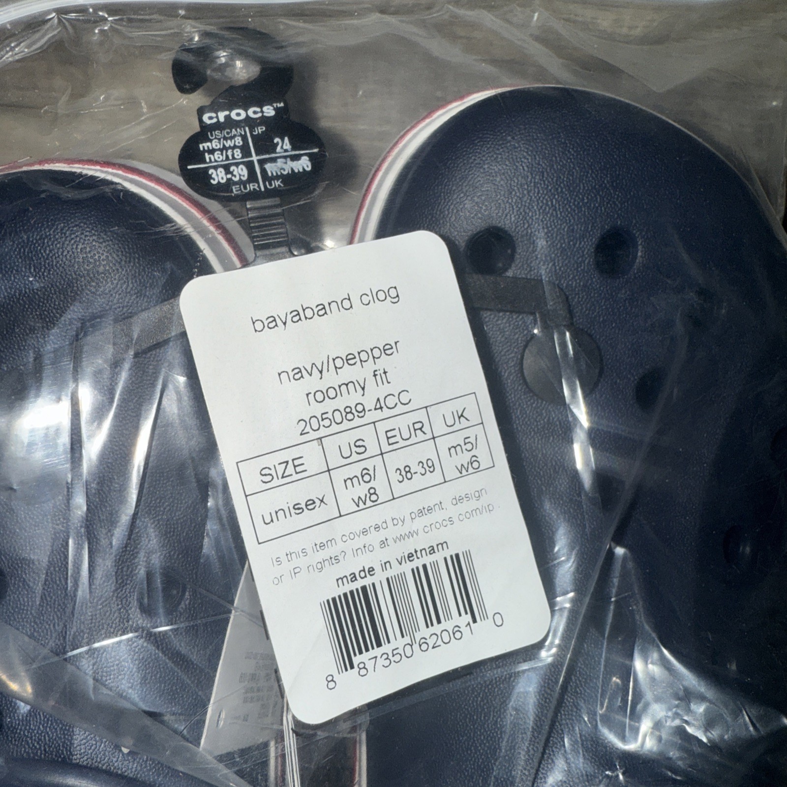 Crocs Unisex Bayband Clog Navy Pepper Size: M6/W8