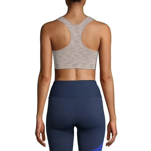 Avia Women’s Seamless Zip Front Medium Support Sports Bra Oatmeal Size Small