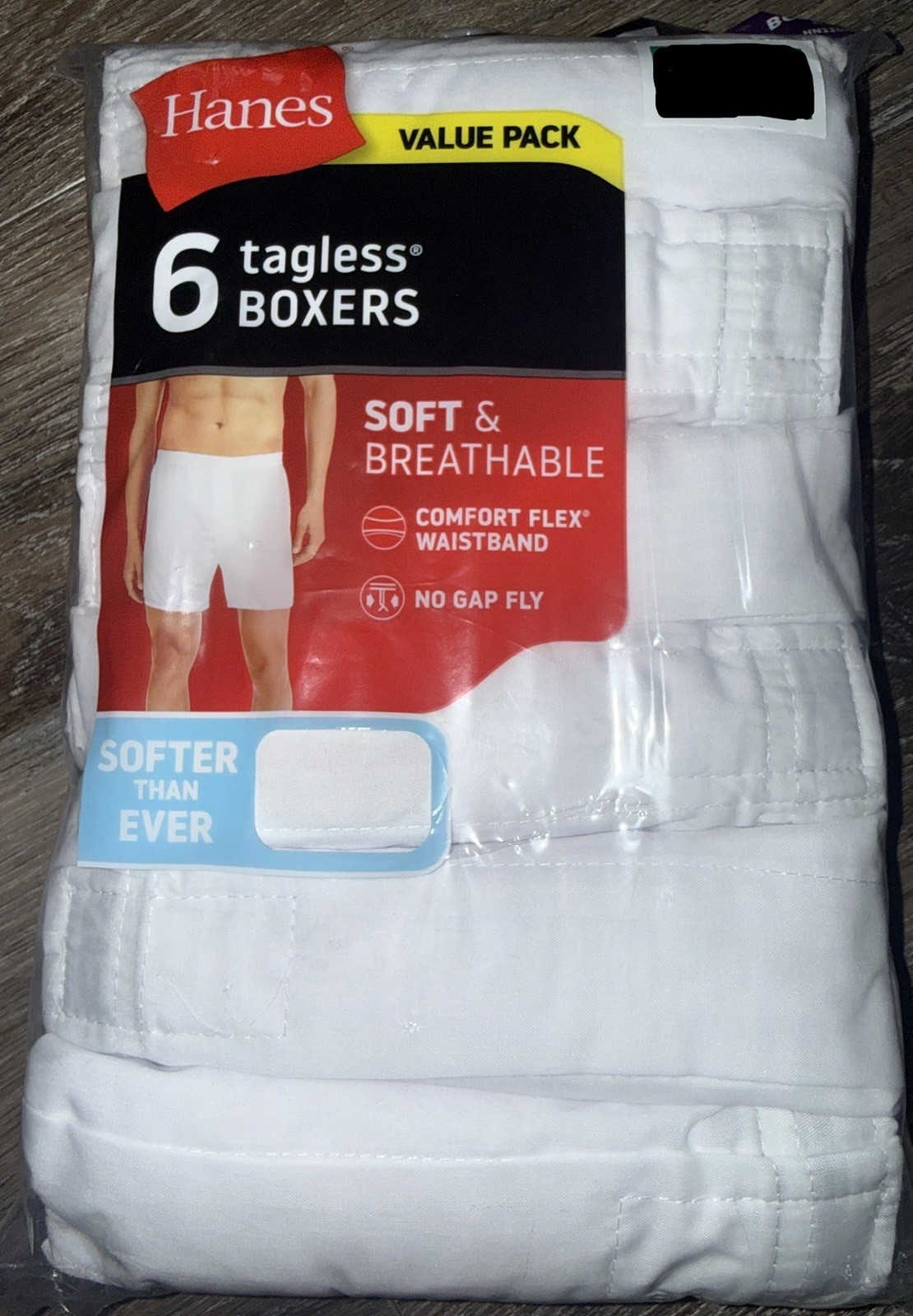 Hanes ~ 6-Pair Men’s Woven Boxers Cotton Blend No Gap Fly White ~ XL