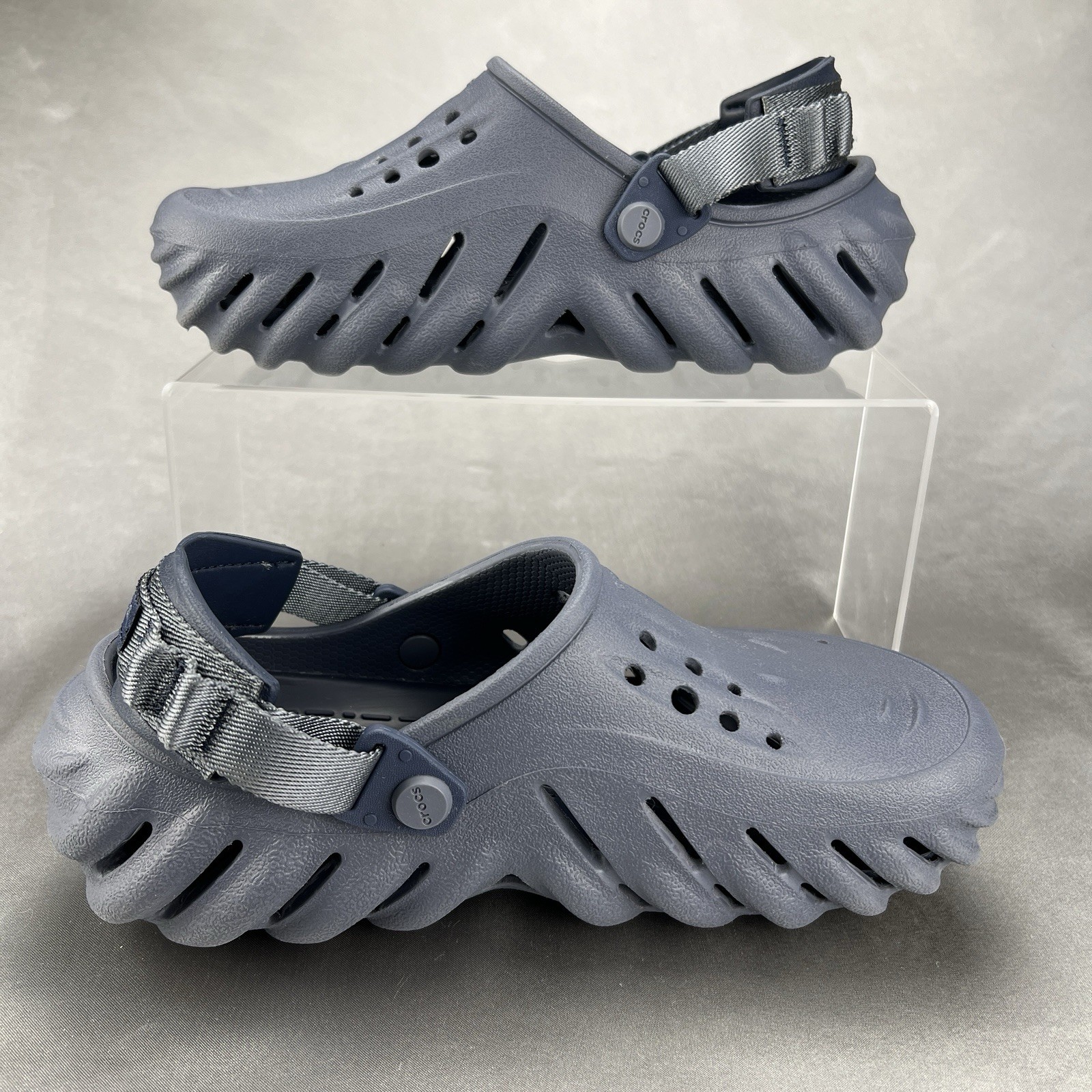 Crocs Echo Clog Concrete Slip On Shoes Men 4 Women 6 Unisex Summer Beach Worn 1x