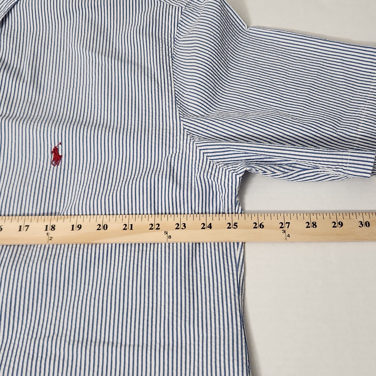 Ralph Lauren Men’s Classic Fit Blue/White Stripe SS Dress Shirt 2XLT