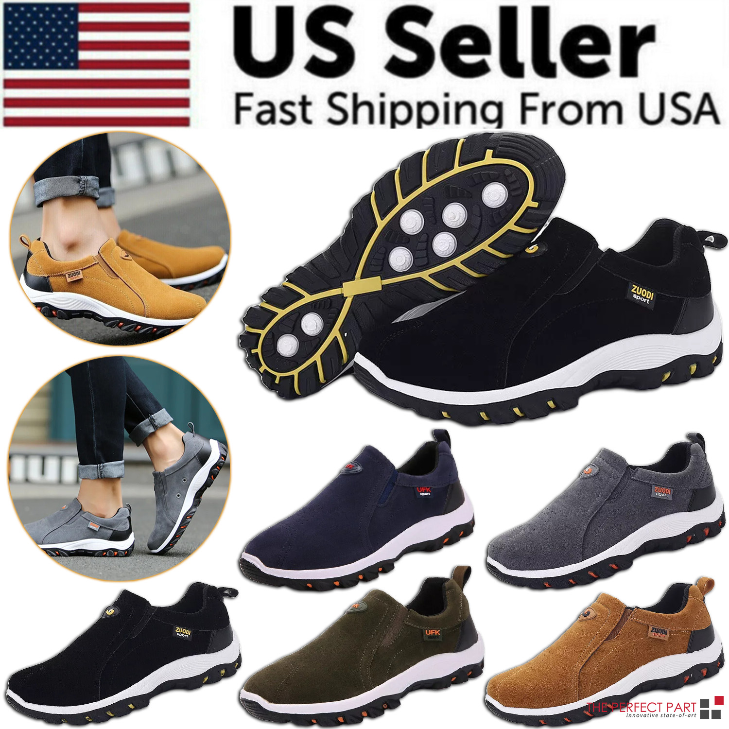 Men’s Loafer Slip On Athletic Shoes Casual Walking Sneakers Outdoor Sports