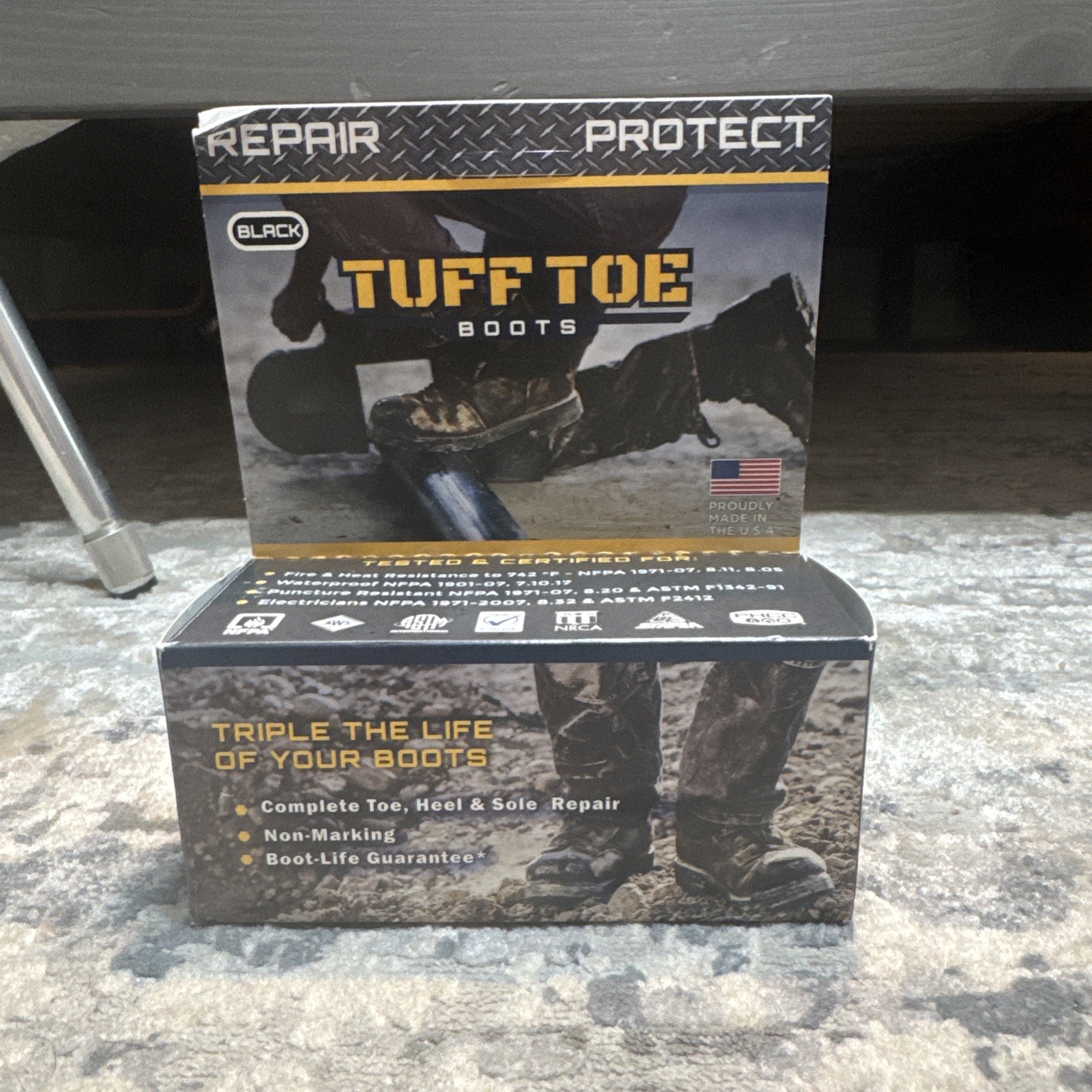 TUFF TOE Original Formula Work Boot Toe Guard Protection Leather Repair Kit NEW